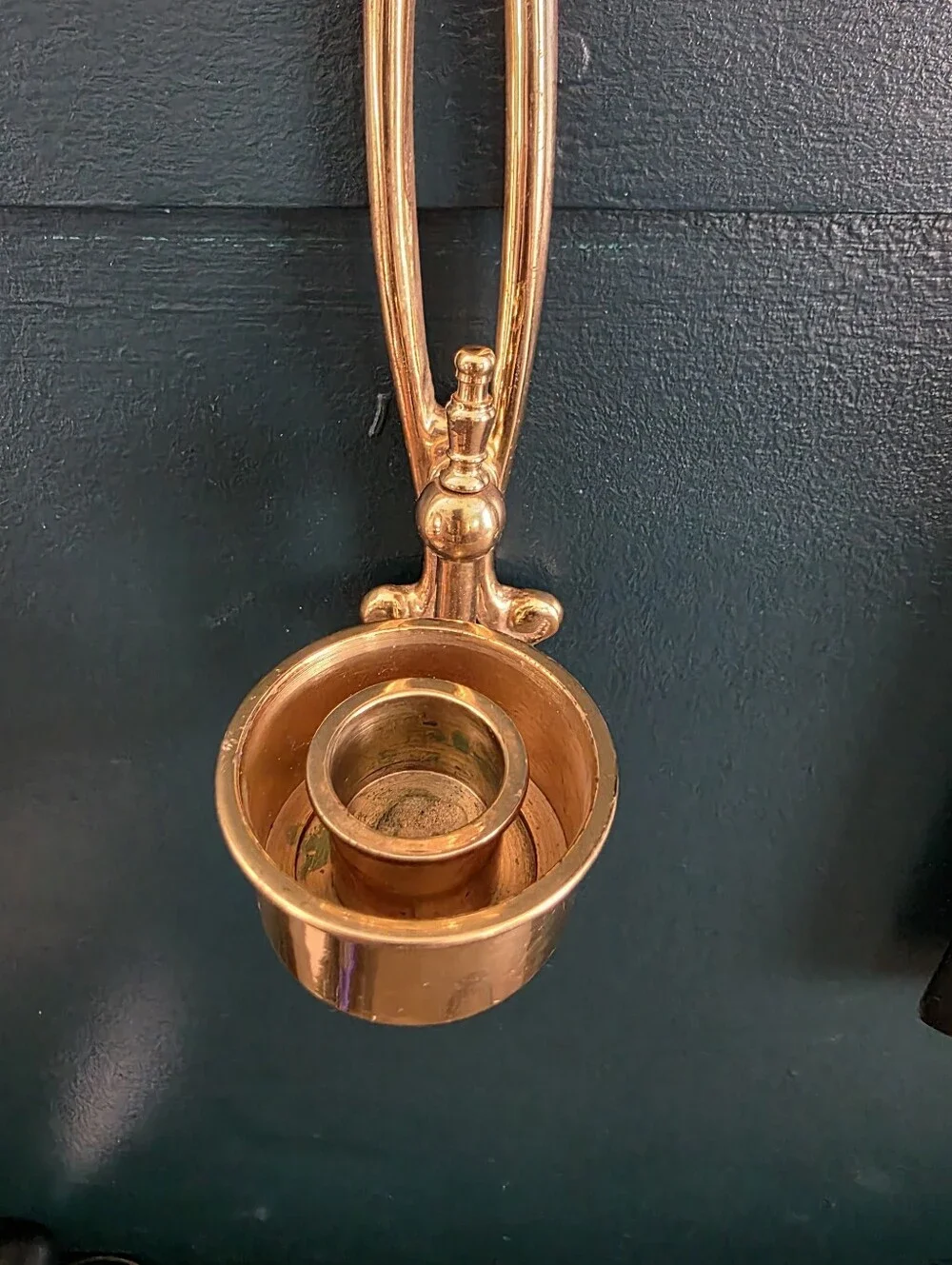 Brass Ornate Long Taper Candle Holder Wall Sconce 17'